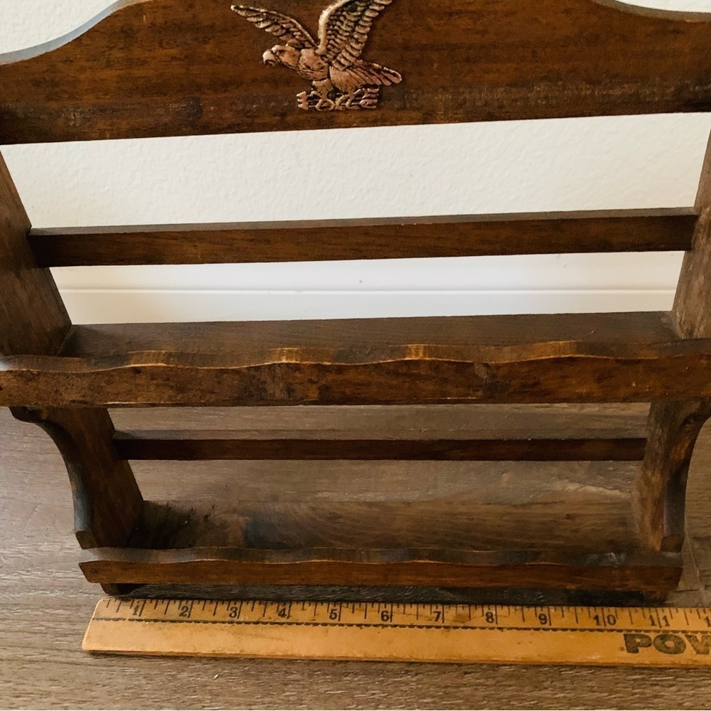 Wall wooden shelf with metal eagle - Picture 2 of 12